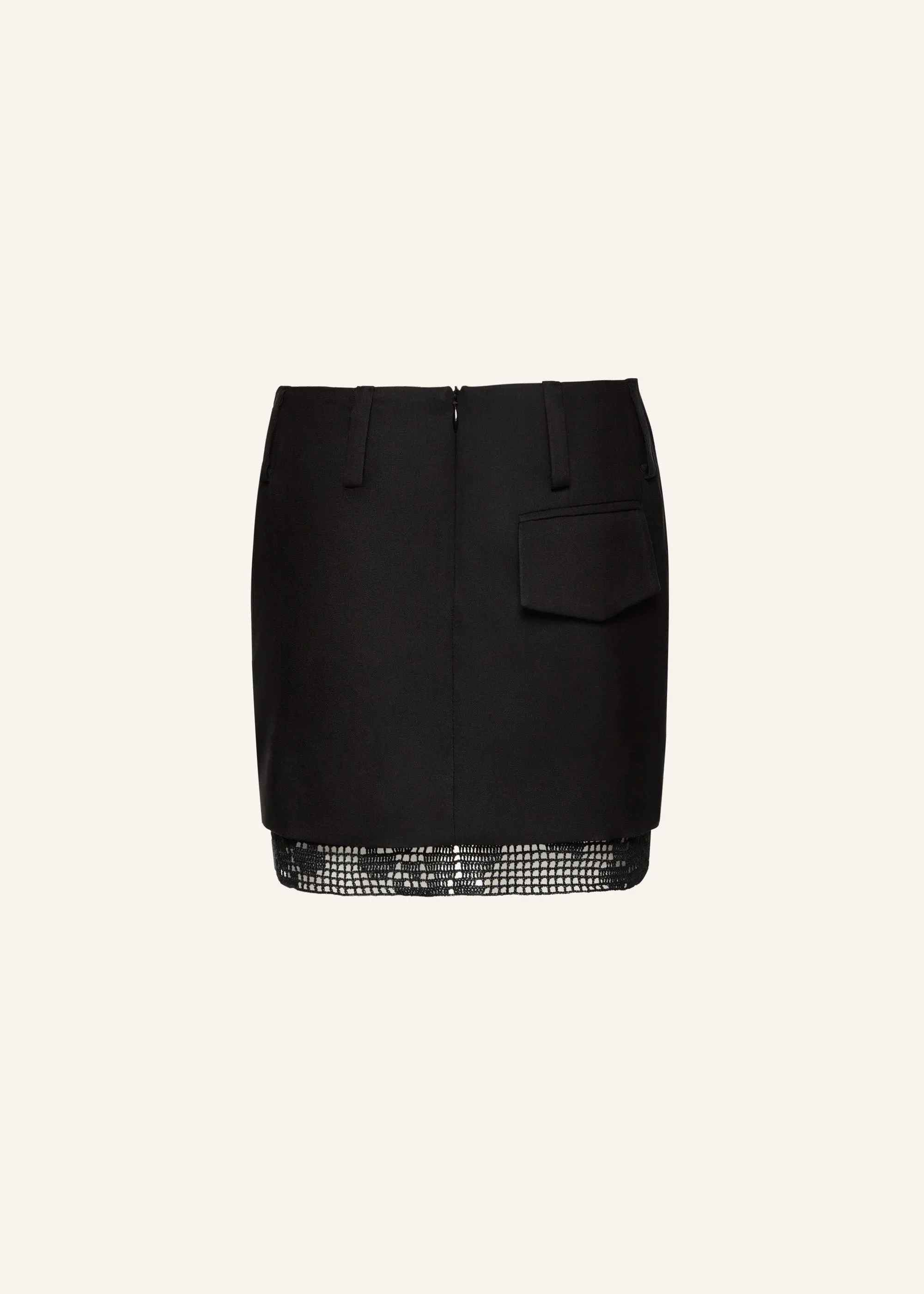 Lace trim mini skirt in black