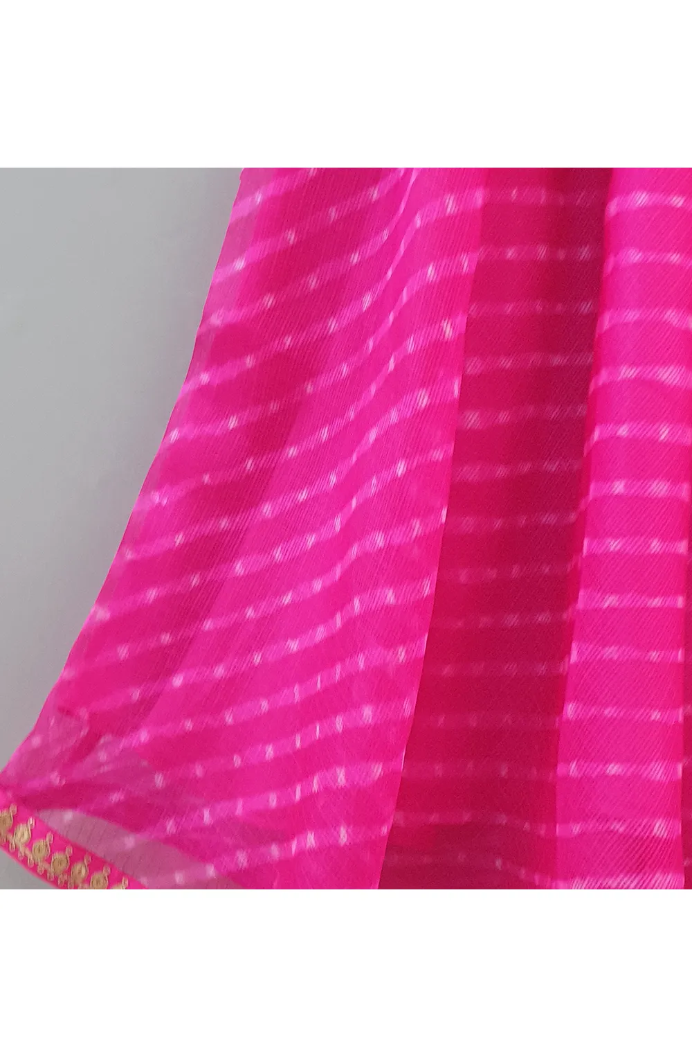 Magenta rajputi top with leheriya mothra skirt