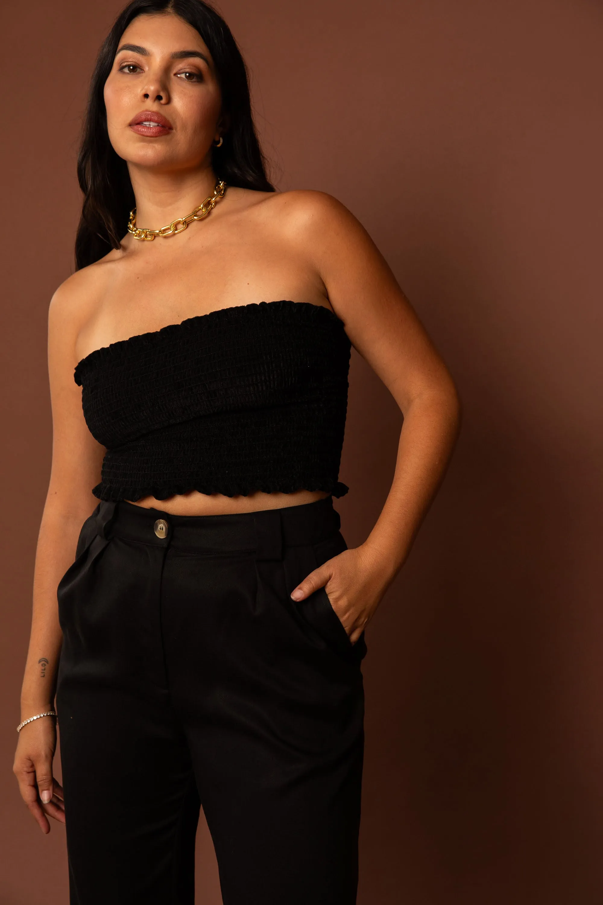 Matilda Top in Black Velvet