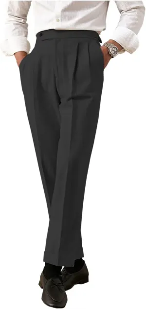 Men's Casual Linen Pants Slim Fit Summer Beach Dress Pants Lightweight Linen Trousers