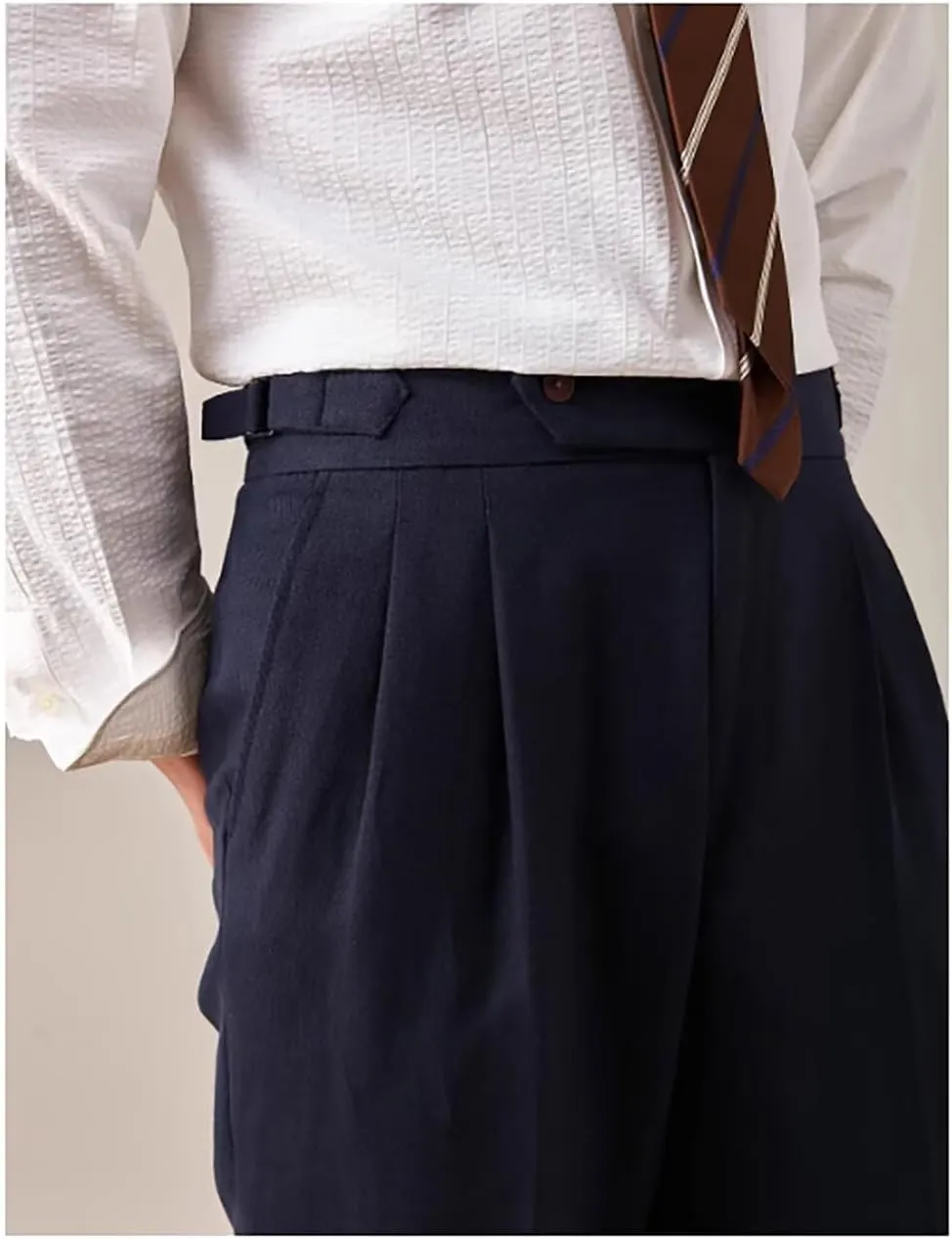 Men's Casual Linen Pants Slim Fit Summer Beach Dress Pants Lightweight Linen Trousers