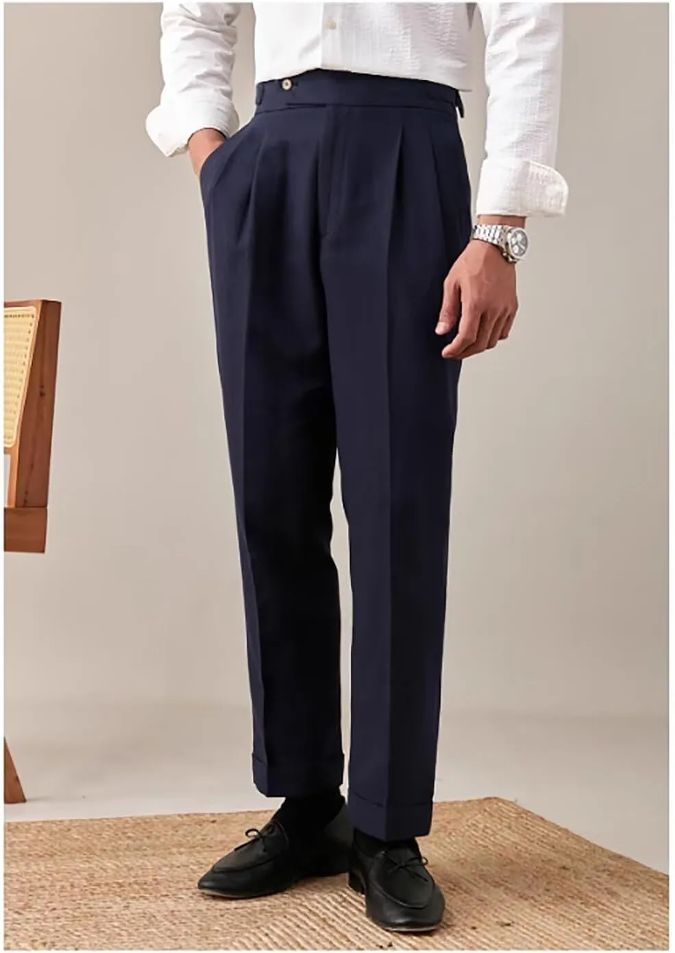 Men's Casual Linen Pants Slim Fit Summer Beach Dress Pants Lightweight Linen Trousers