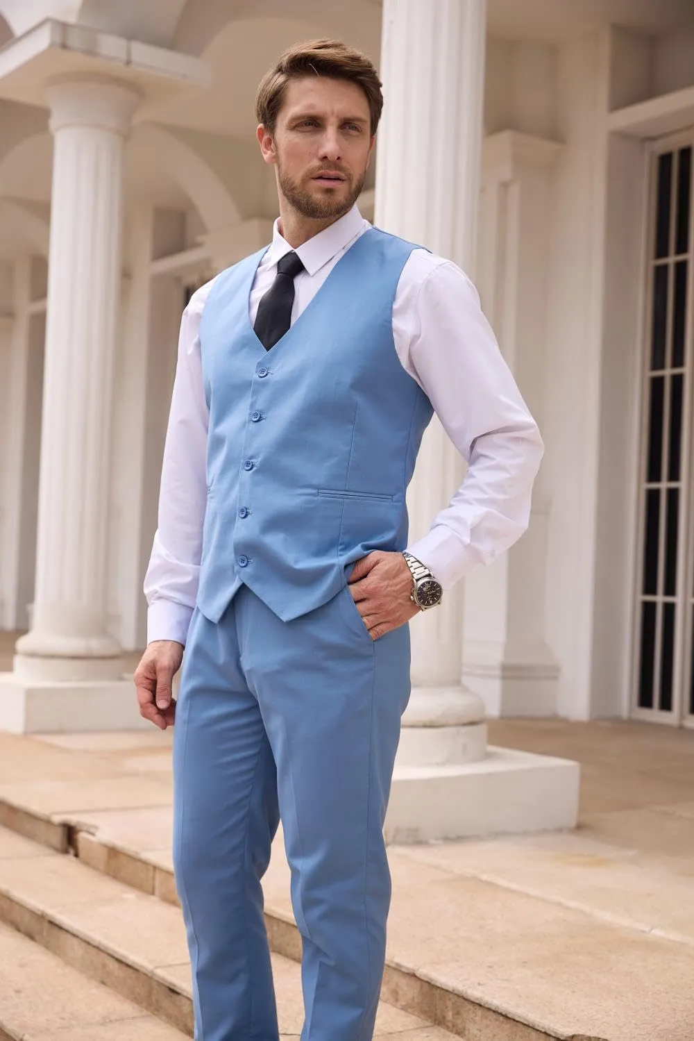 Men's Suits 3 Piece Slim Fit Suits for Men Jacket Vest Pants Suit for Wedding Prom Dinner Party
