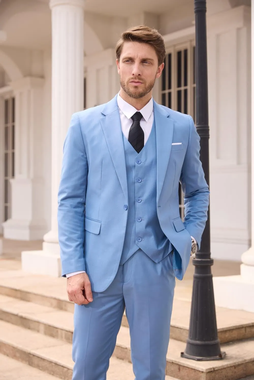 Men's Suits 3 Piece Slim Fit Suits for Men Jacket Vest Pants Suit for Wedding Prom Dinner Party