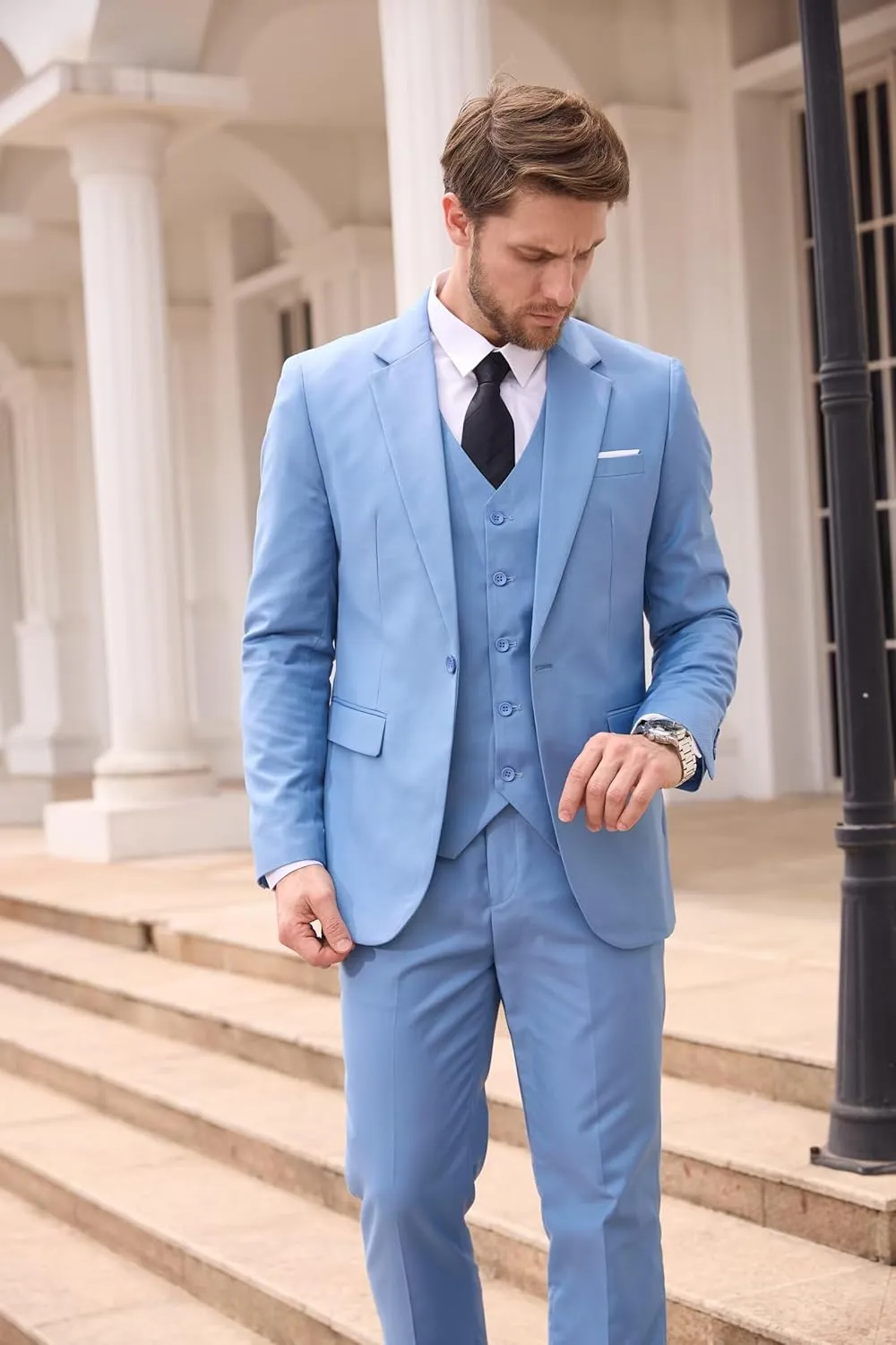 Men's Suits 3 Piece Slim Fit Suits for Men Jacket Vest Pants Suit for Wedding Prom Dinner Party