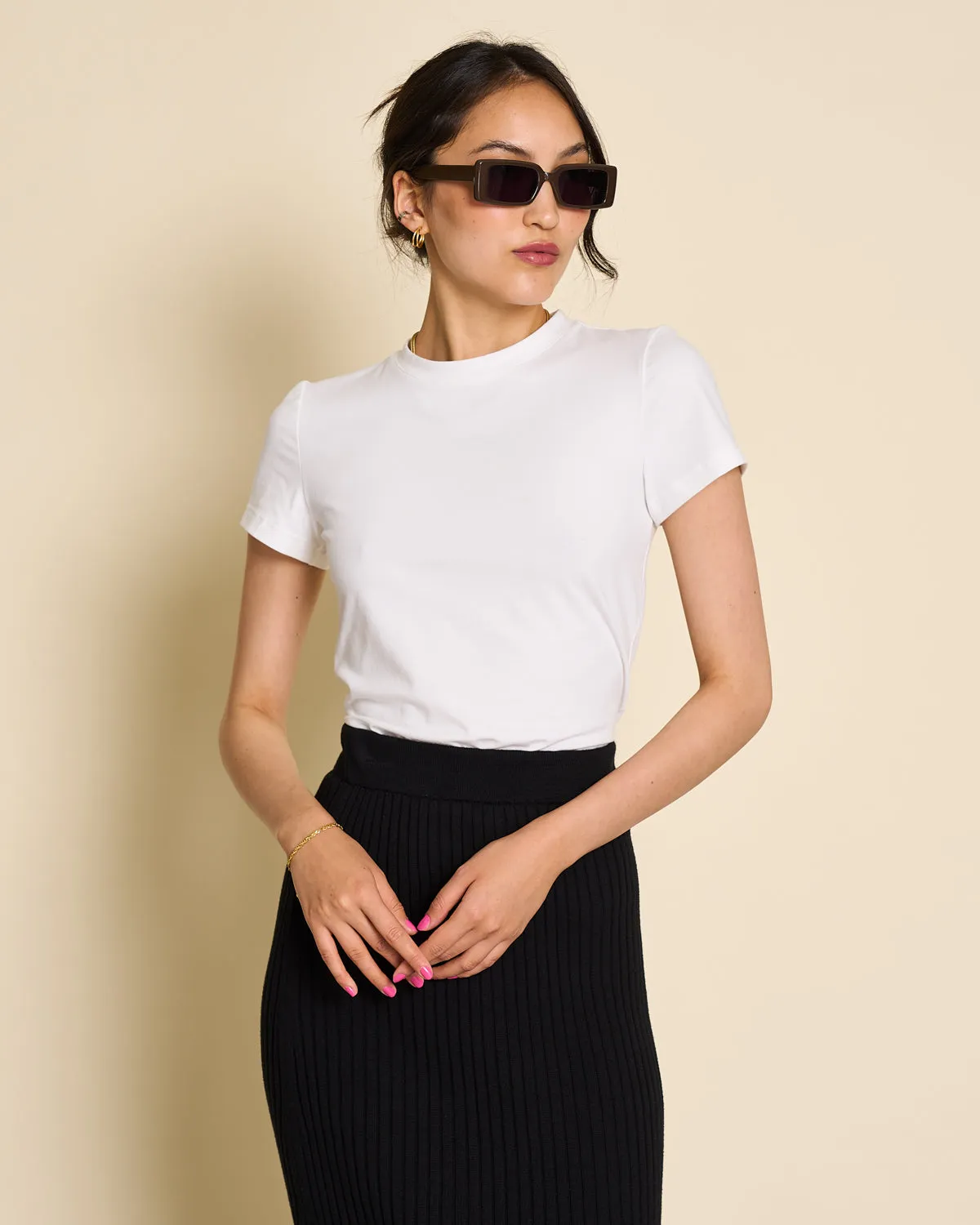 MIDI KNIT SKIRT EBBA BLACK GOTS