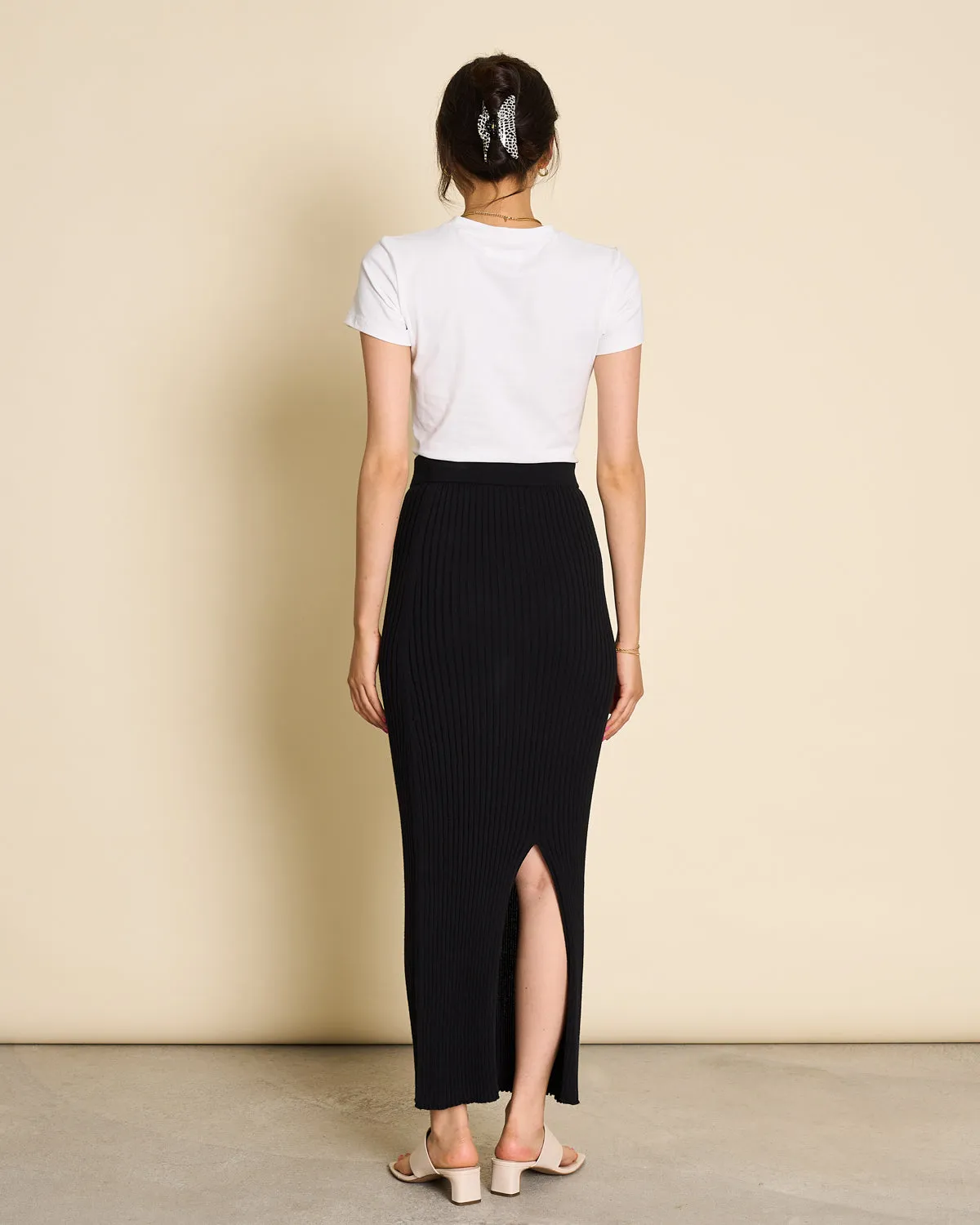 MIDI KNIT SKIRT EBBA BLACK GOTS