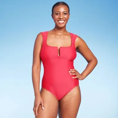 New - Kona Sol Women's Tummy Control U-Wire One Piece Swimsuit Full Coverage Swimwear