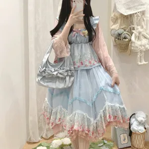of the Flower Fae       Top with Optional Skirt  Set Kawaii Academia Y2K Cottagecore Coquette Fairycore Dollette Princesscore Bottoms