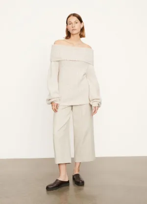 Off the Shoulder Pullover in Heather Pearl Oat