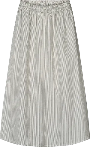 Petra Skirt Poplin - Mulch White Stripe