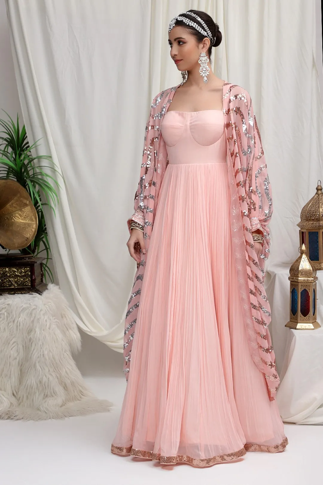 Pink Anarkali Gown with Jacket