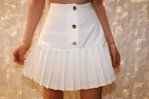 Pleated Button Skirt