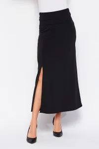 PLUS SOLID BLACK SKIRT WITH SIDE SLIT #217-219