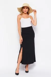 PLUS SOLID BLACK SKIRT WITH SIDE SLIT #217-219