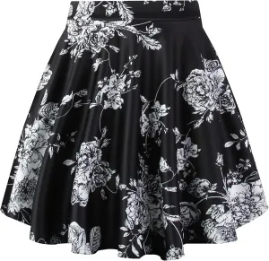 PUKAVT Women's Basic Casual Skirts A-Line Mini Flared Stretchy Skater Party Skirt