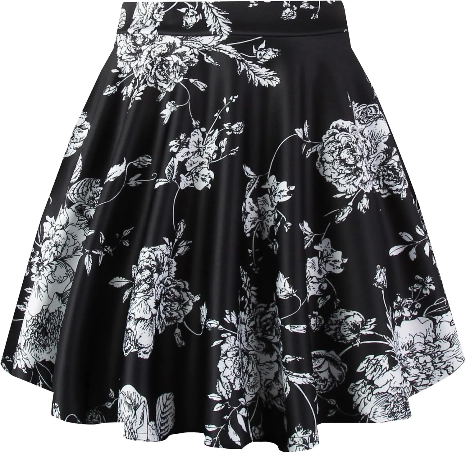 PUKAVT Women's Basic Casual Skirts A-Line Mini Flared Stretchy Skater Party Skirt
