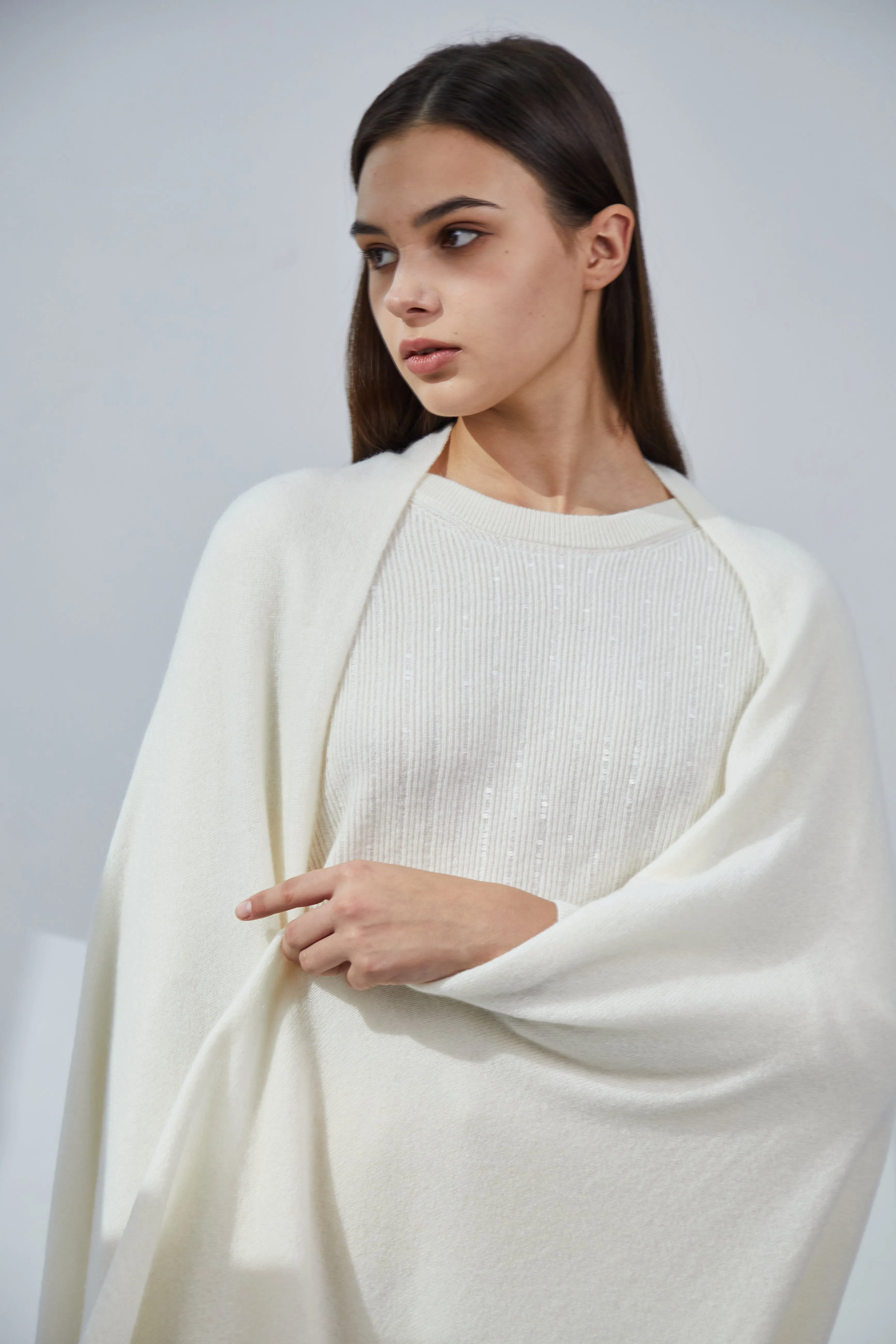 Pure Cashmere Travel Wrap - Ivory