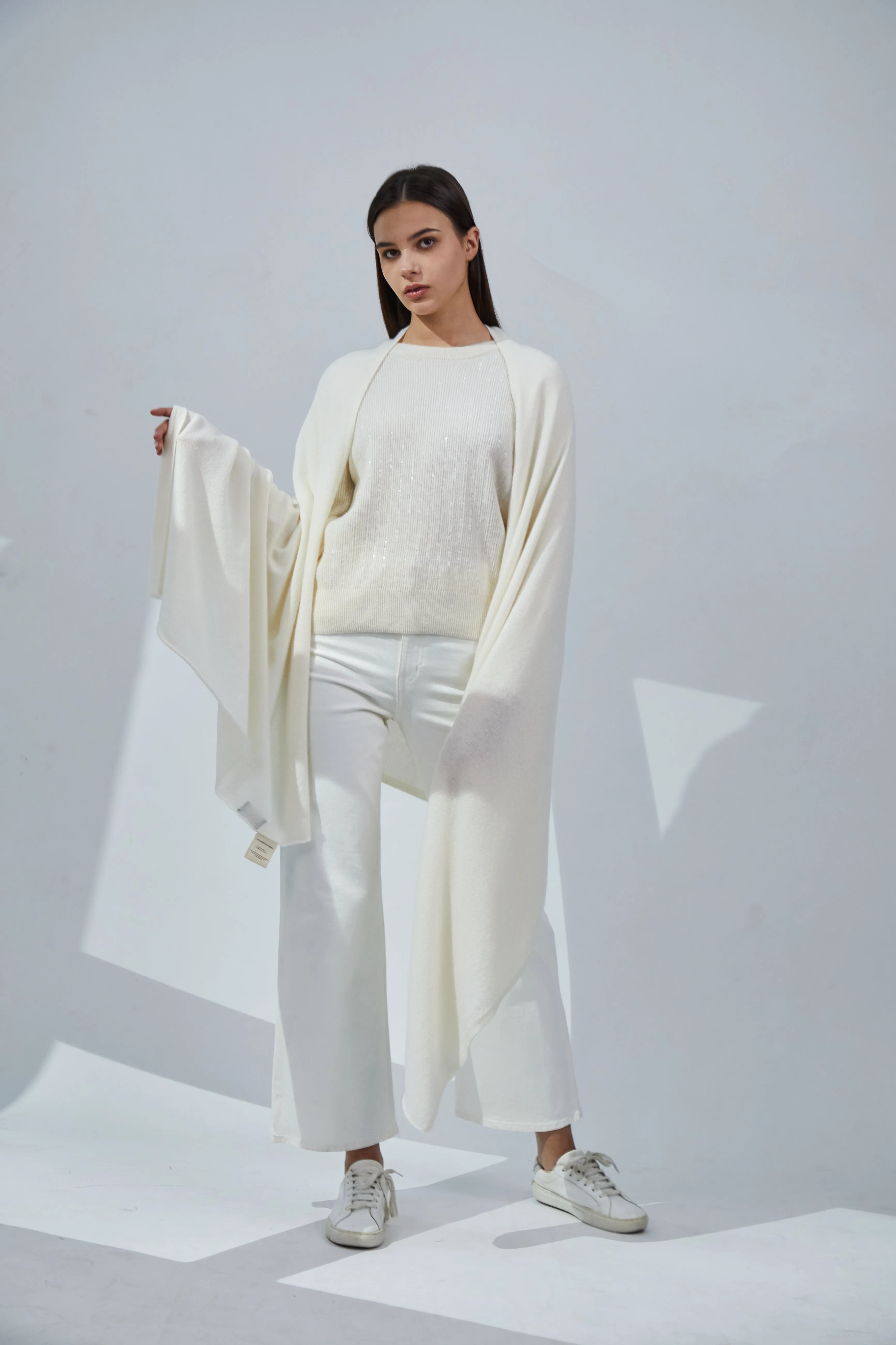 Pure Cashmere Travel Wrap - Ivory