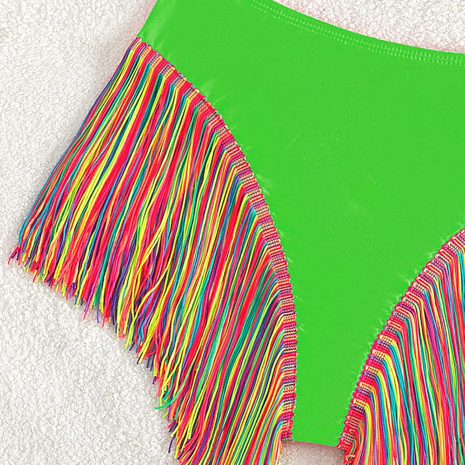 Ruziyoog Bikini Set for Women Two Piece One Shoulder Cut Out Swimsuits Fringe Hem High Waist Tummy Control Slimming Swimwear