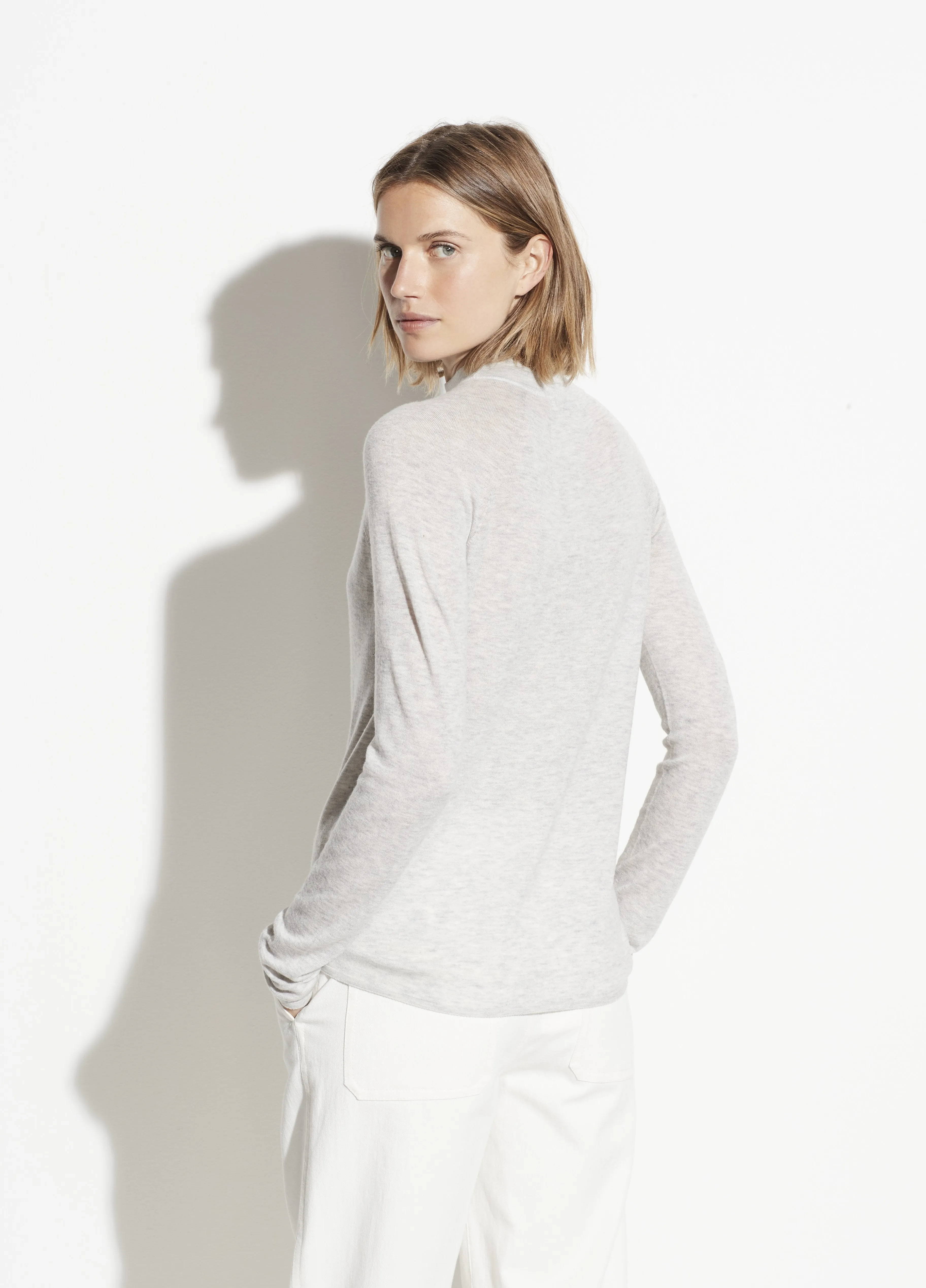 Seamless Funnel Neck Pullover in Heather Grey
