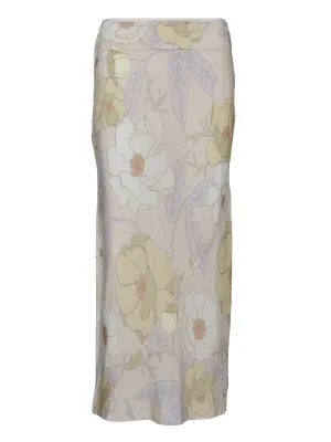 Silk Flow Print Skirt