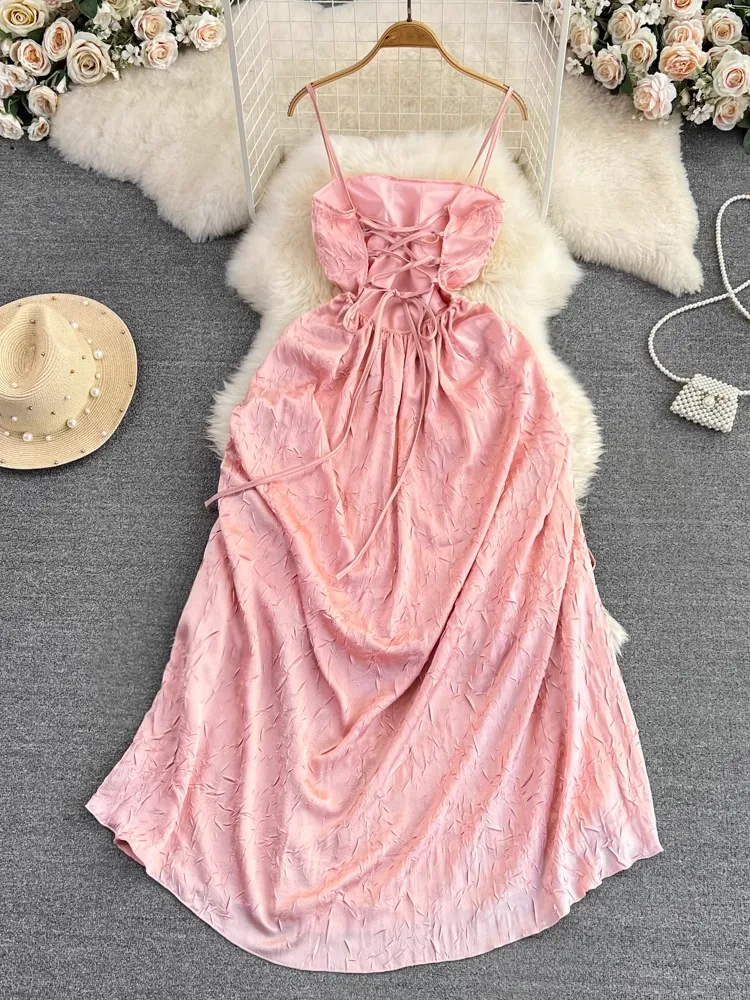 Spaghetti Strap Fairy Pink A Line Dress 1631