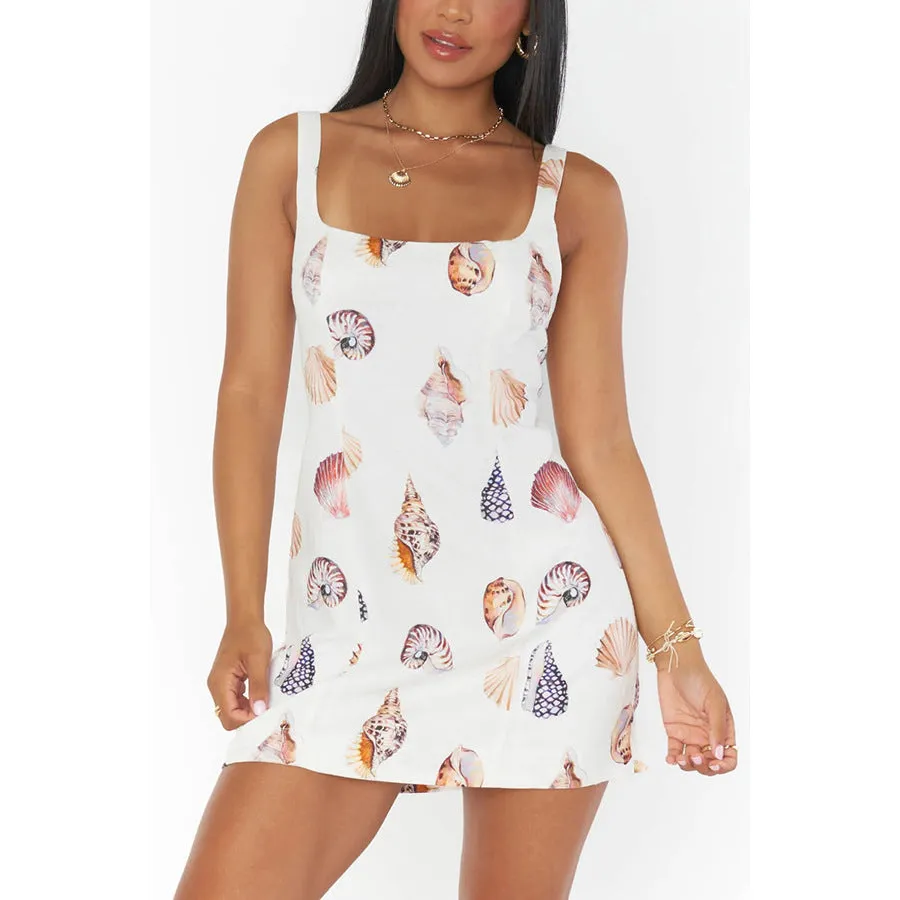 Spring Summer Strap Printing Dress Casual Holiday Women Clothing Dress