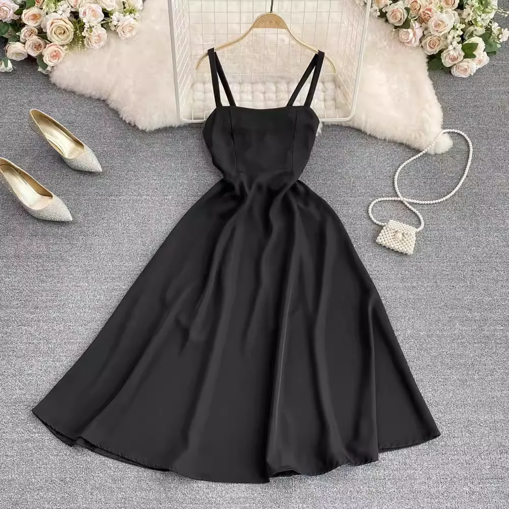 Summer Retro Spaghetti Strap  A Line Dress 1574