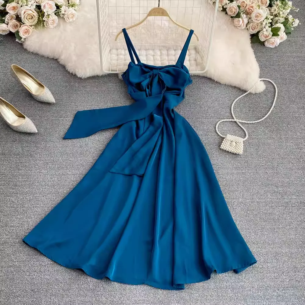 Summer Retro Spaghetti Strap  A Line Dress 1574