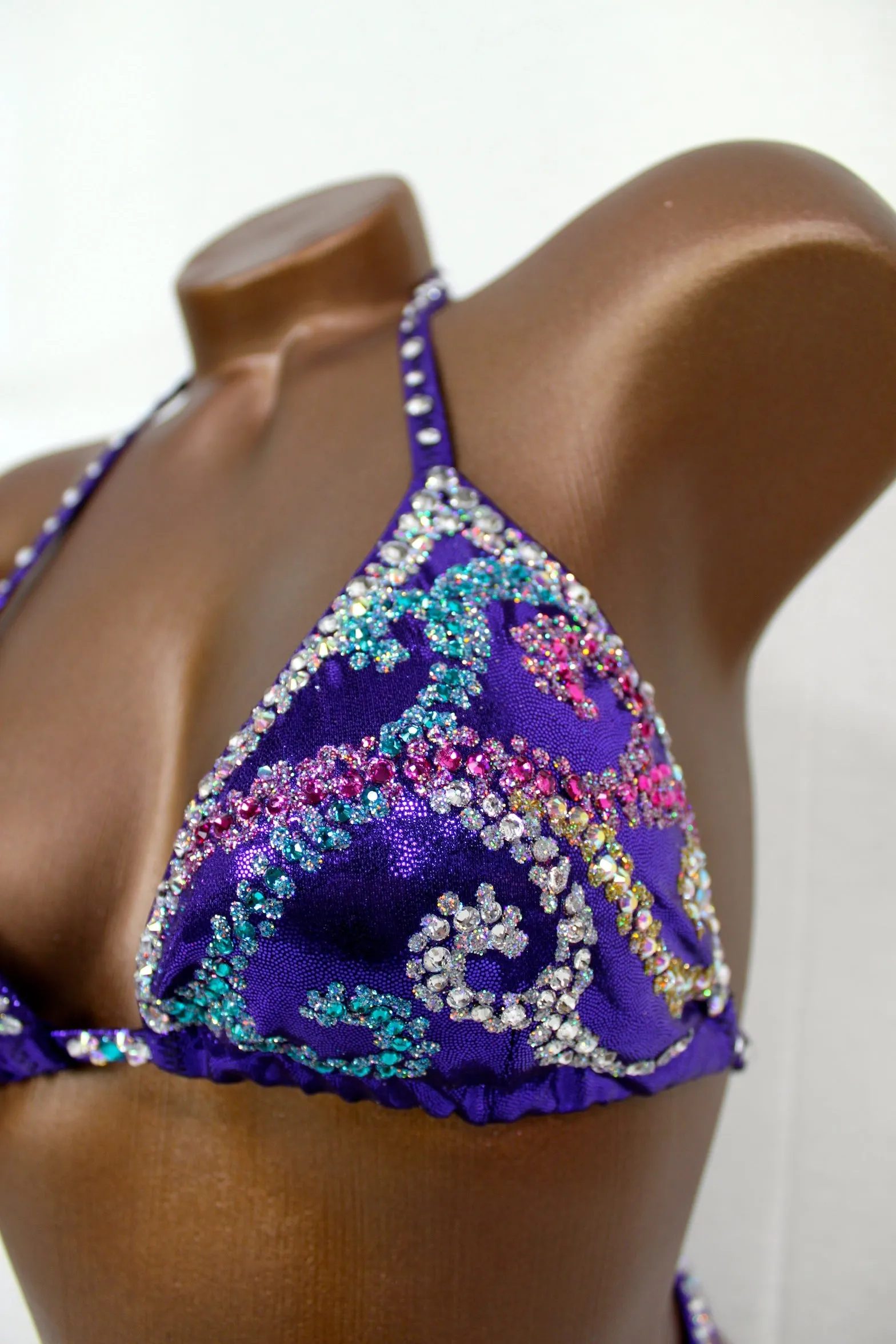 Teal & Pink Swirls Two-piece Figure Competition Suit