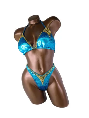 Teal Goddess Figure Competition Suit