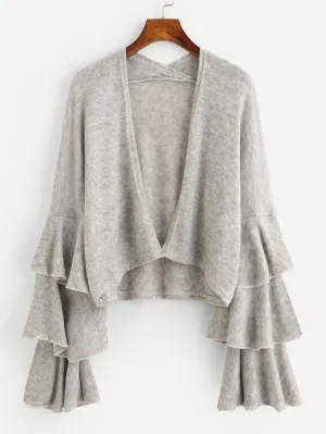 Tier ruffle detail cardigan jacket
