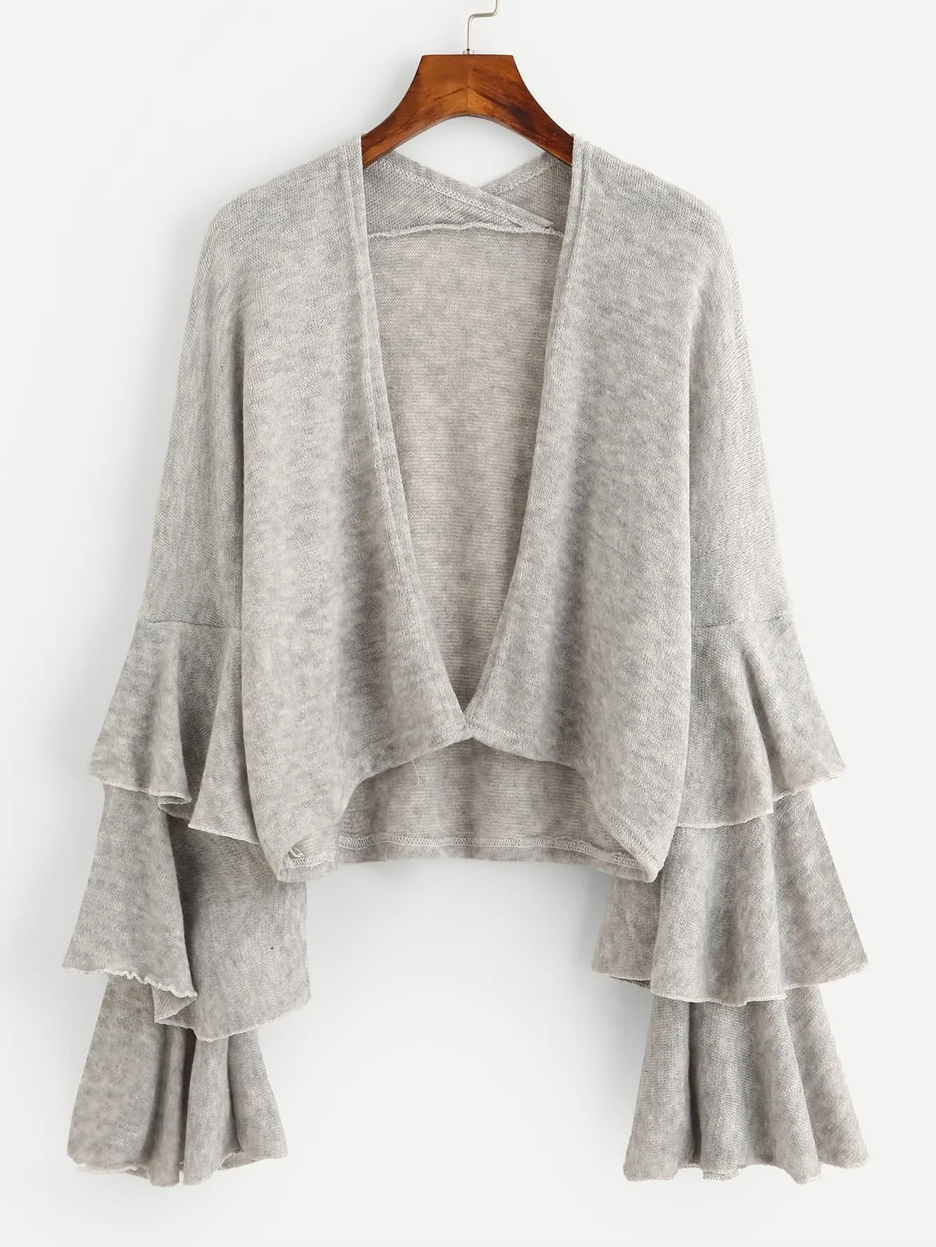 Tier ruffle detail cardigan jacket