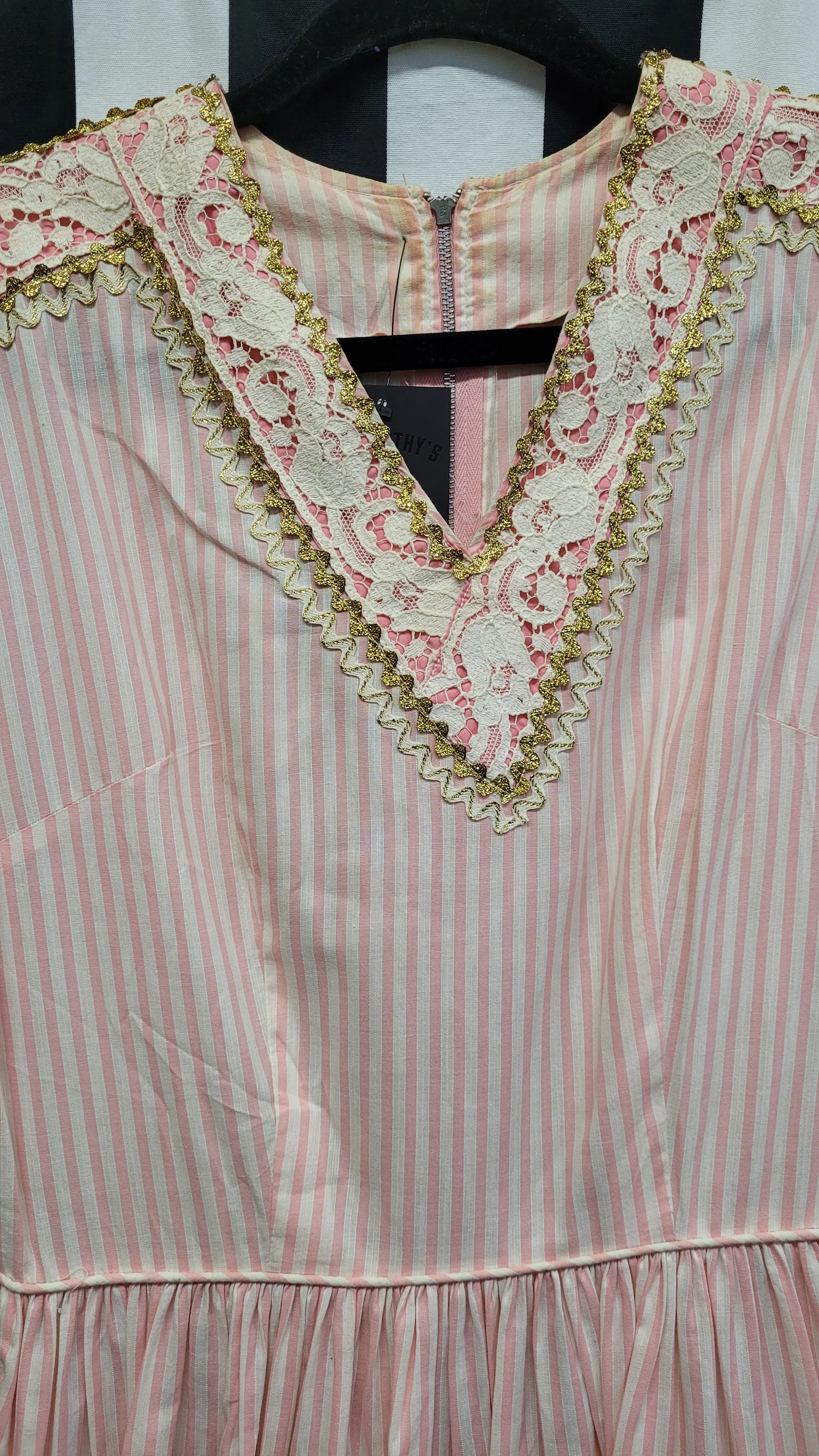Vintage 1960's Pink and White Stripe Square Dancing Dress Size MD