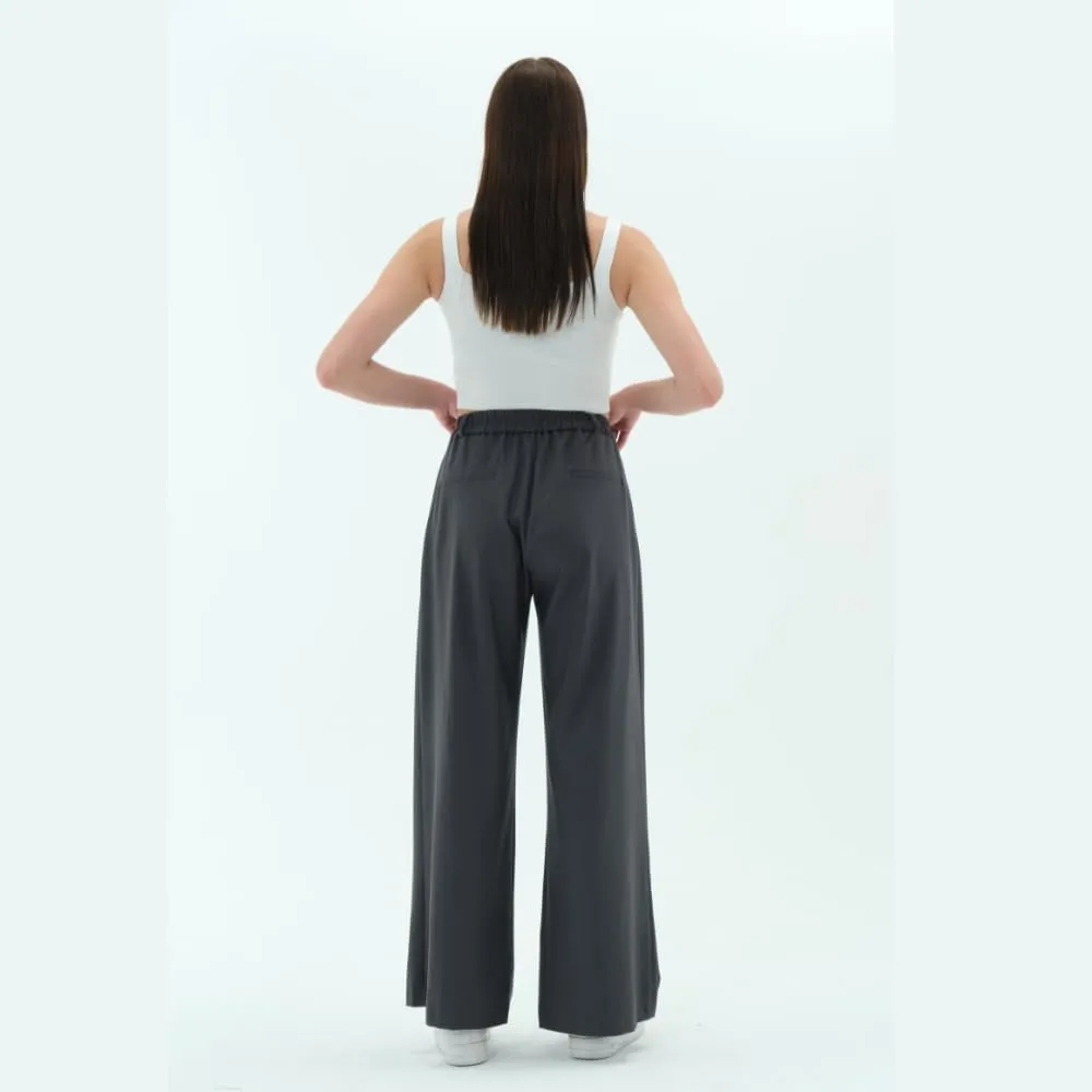 Wide Leg Work Pants Womens Elastic High Waisted Casual Office Dress Pants Trousers with Pocket Normal and Plus Size Slacks