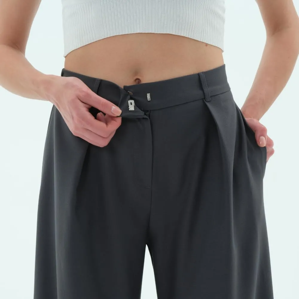 Wide Leg Work Pants Womens Elastic High Waisted Casual Office Dress Pants Trousers with Pocket Normal and Plus Size Slacks