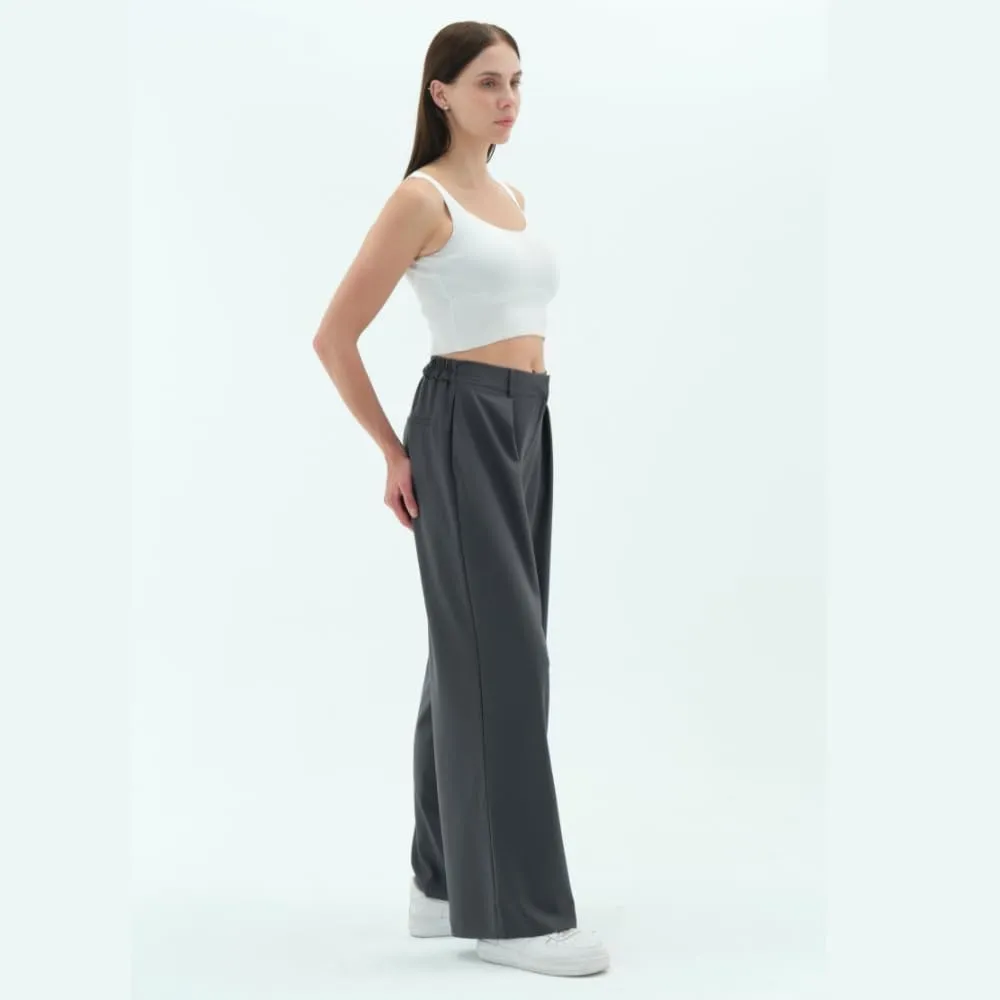 Wide Leg Work Pants Womens Elastic High Waisted Casual Office Dress Pants Trousers with Pocket Normal and Plus Size Slacks