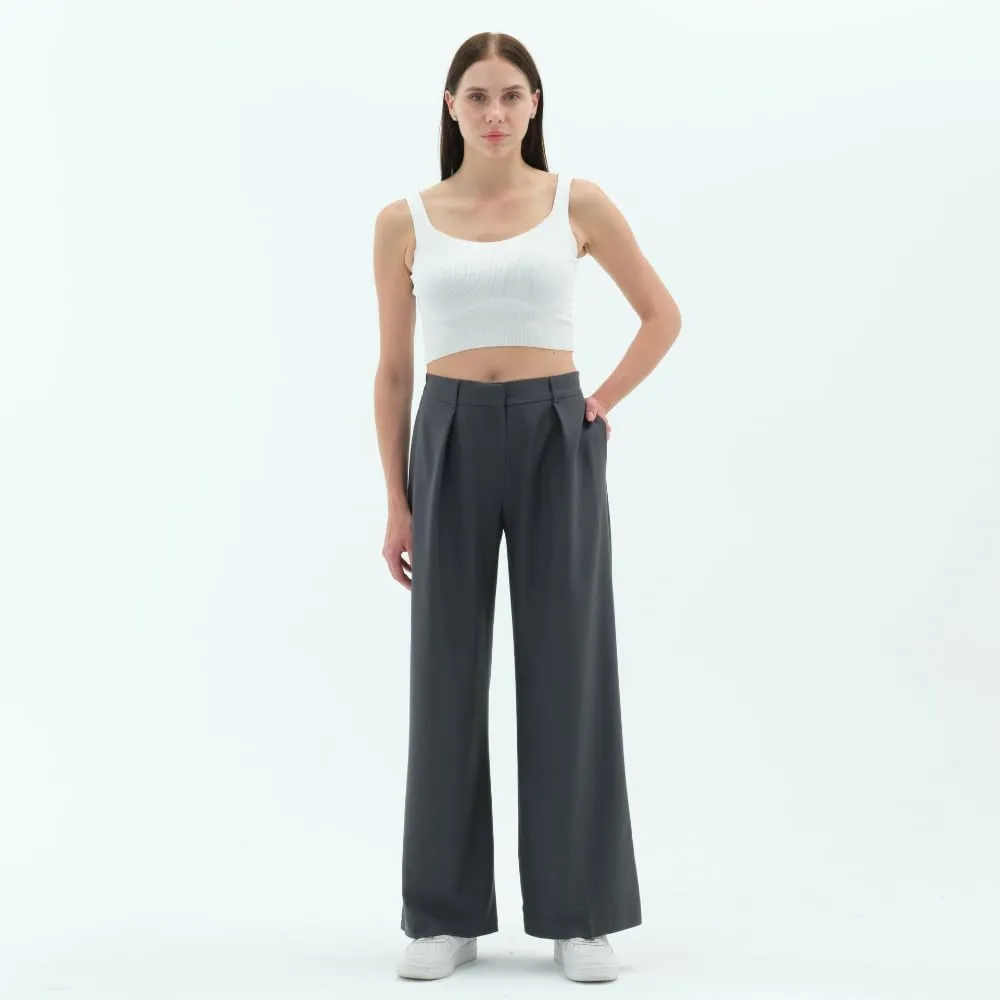 Wide Leg Work Pants Womens Elastic High Waisted Casual Office Dress Pants Trousers with Pocket Normal and Plus Size Slacks