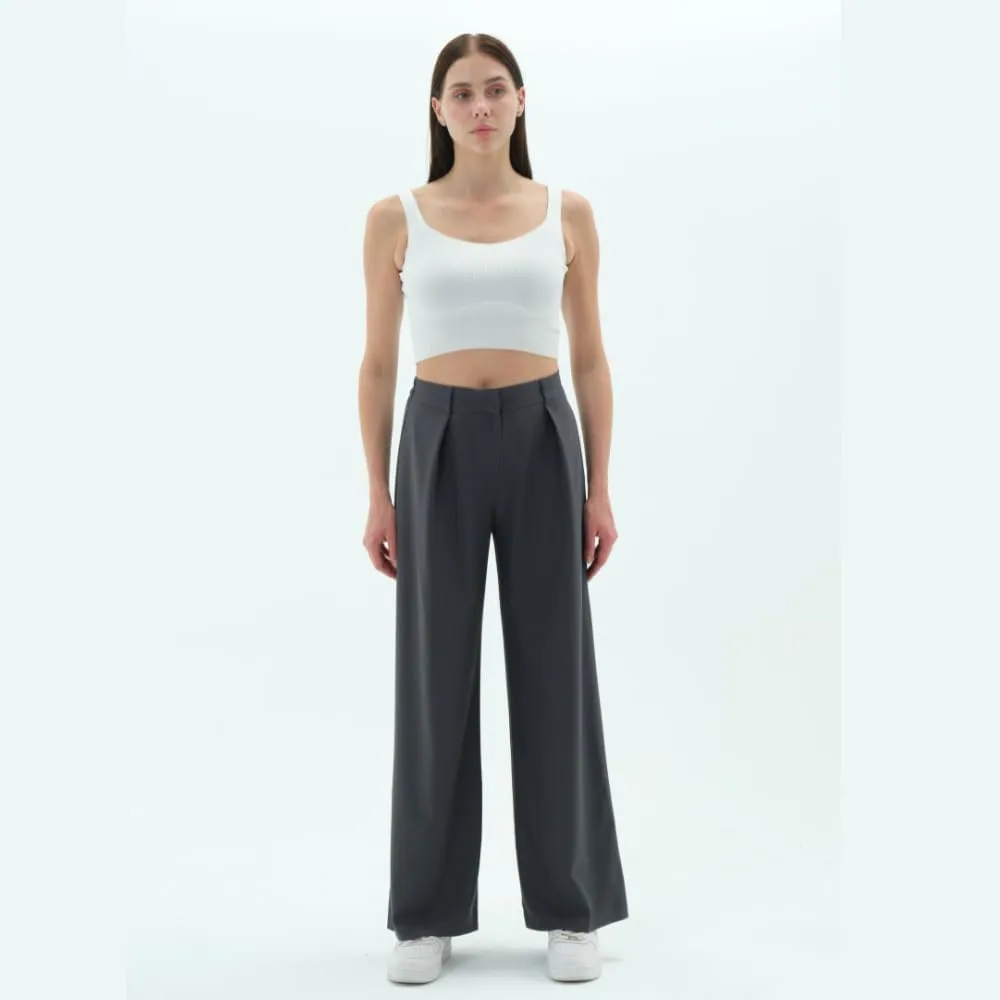 Wide Leg Work Pants Womens Elastic High Waisted Casual Office Dress Pants Trousers with Pocket Normal and Plus Size Slacks