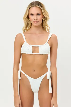 Willow Ruched Bikini Top - White