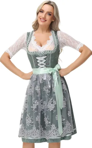 Women's German Dirndl Dress Bavarian Oktoberfest Halloween Carnival Costumes