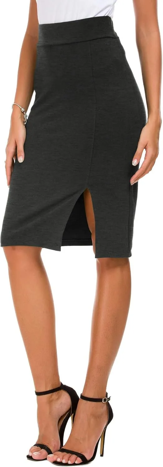 Womens Pencil Skirt Bodycon Business Skirt Side Slit Hem