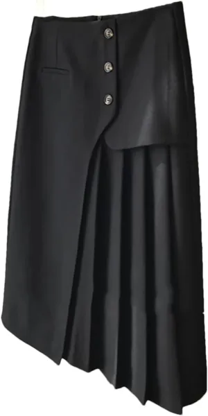 Women's Summer High Waisted Midi Skirt Solid Color A-Line Asymmetric Pleated Skirt