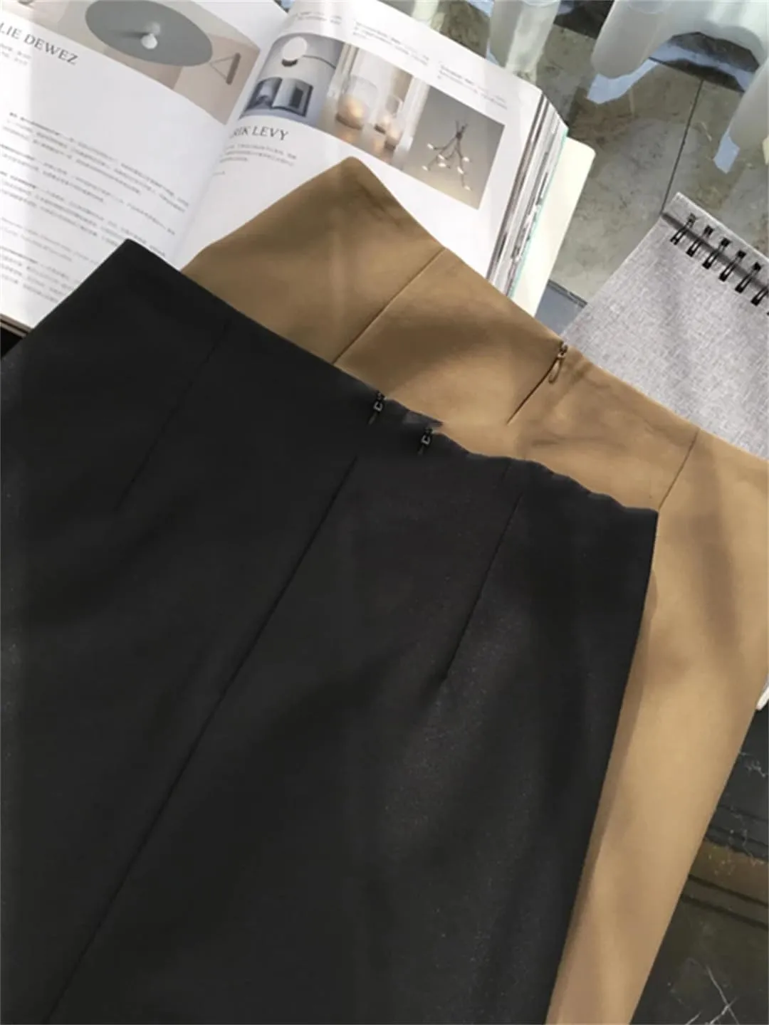 Women's Summer High Waisted Midi Skirt Solid Color A-Line Asymmetric Pleated Skirt