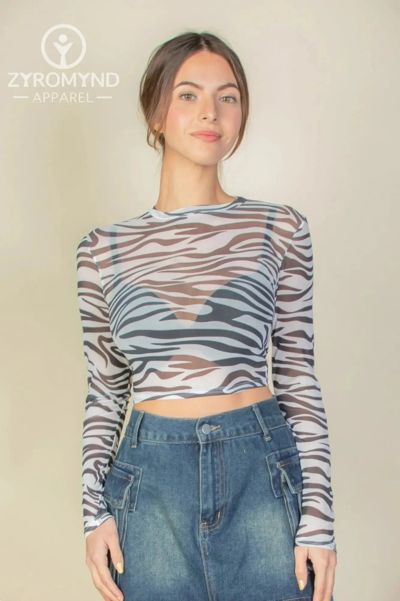 Zebra Print Sexy Sheer Mesh Top